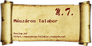 Mészáros Talabor névjegykártya